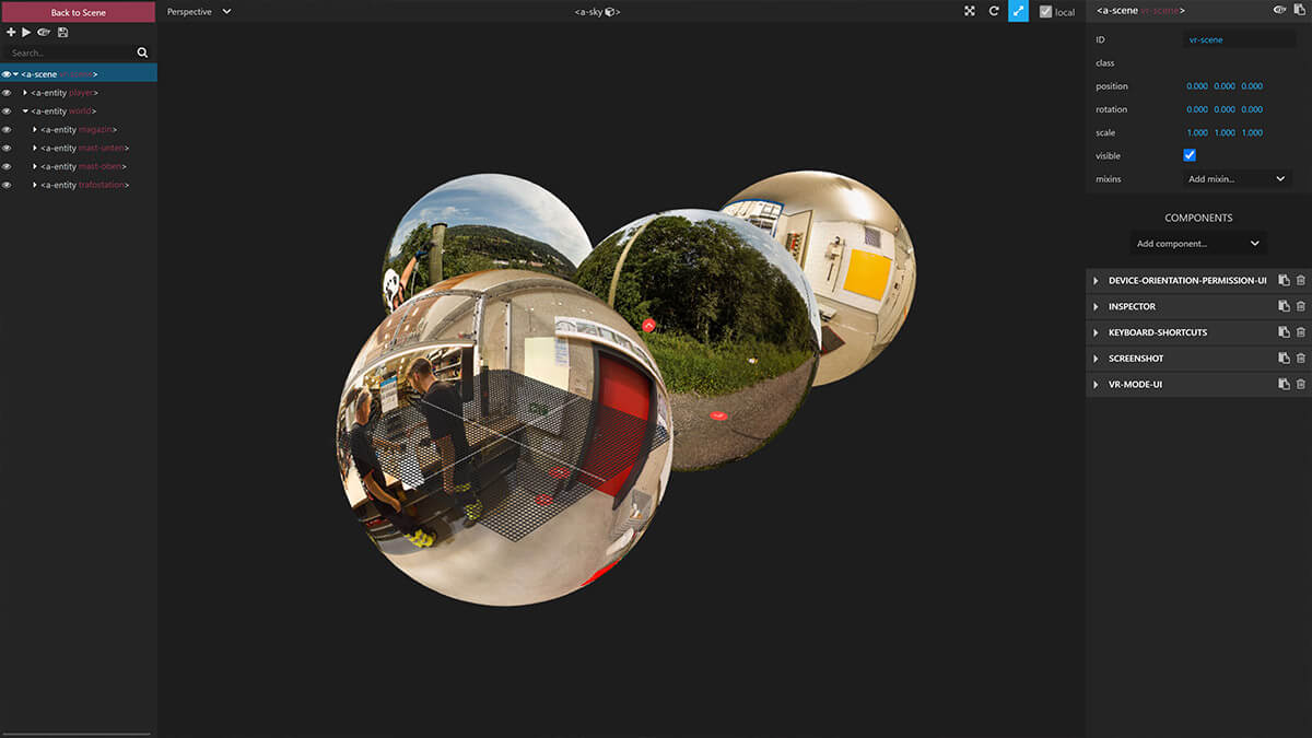 Developeransicht der VR-Szenen