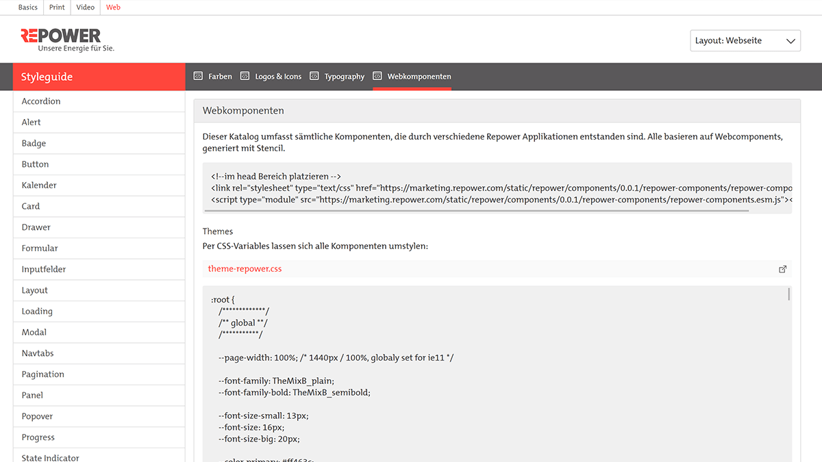 Repower Webcomponents Einbindung in andere Systeme
