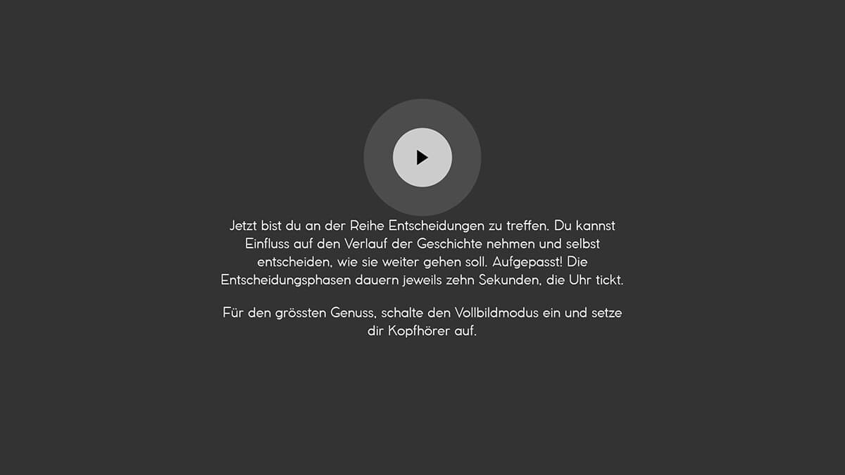 Intro mit Beschreibung wie der interaktive Film funktioniert